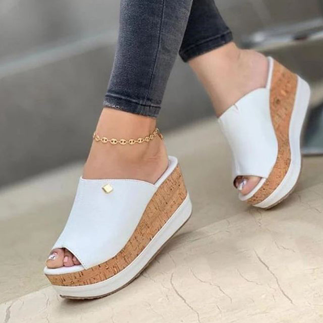 Women Summer Peep Toe Wedges Heeled Sandals, Outdoor Slippers Beach Shoes