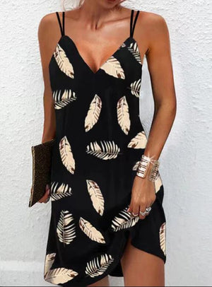 2022 Summer Sexy V Neck Printed Sleeveless Dress