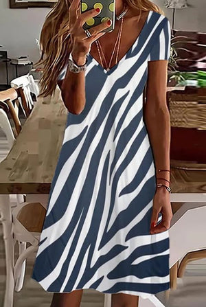 Sexy V-Neck Loose Print Slip Dress