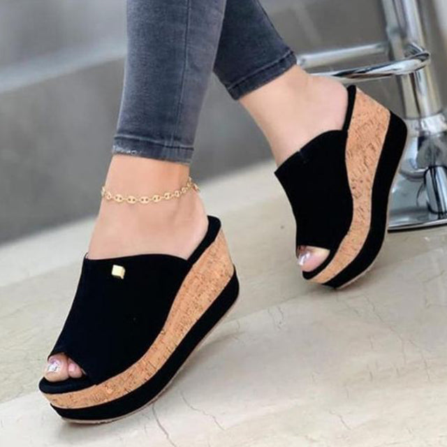 Women Summer Peep Toe Wedges Heeled Sandals, Outdoor Slippers Beach Shoes