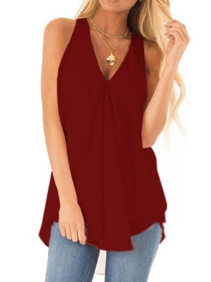 Fashion Blouses Women Tops, Blouse Sleeveless Soft Loose Blouse